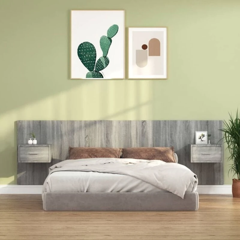 Image of VIDAXL Bed Headboard with Cabinets Grey Sonoma Engineered Wood vidaXL 8720287121664