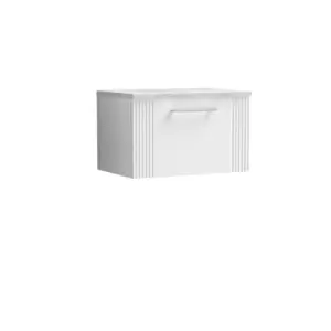 Image of Nuie Deco 600mm Wall Hung Single Drawer Vanity & Bellato Grey Laminate Top - Satin White