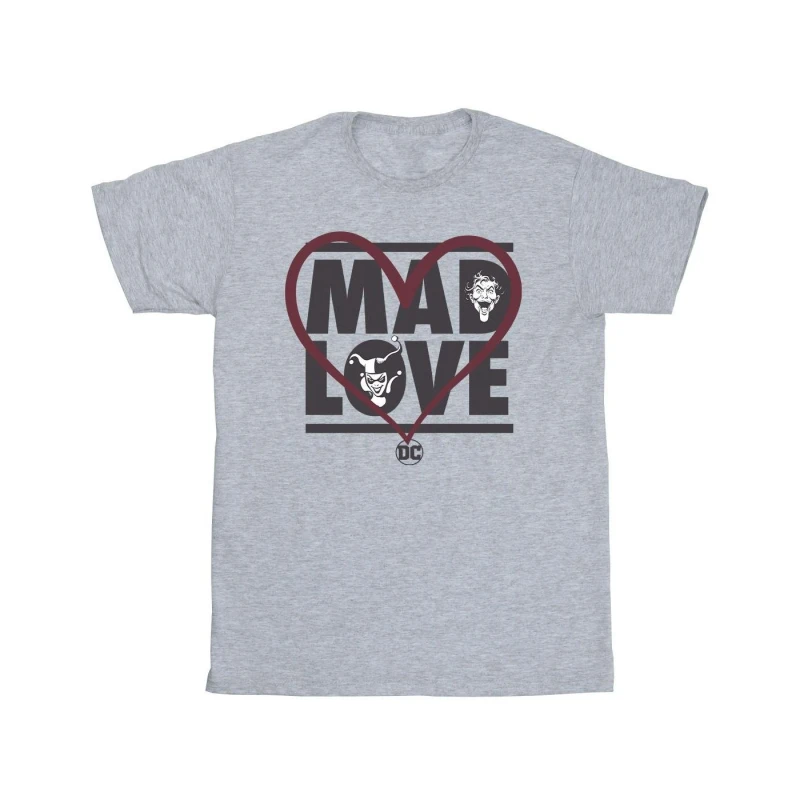 Image of Batman Batman Men Mad Love The Joker & Harley Quinn T-Shirt in Grey Size: Small Grey S Male 5063376329804