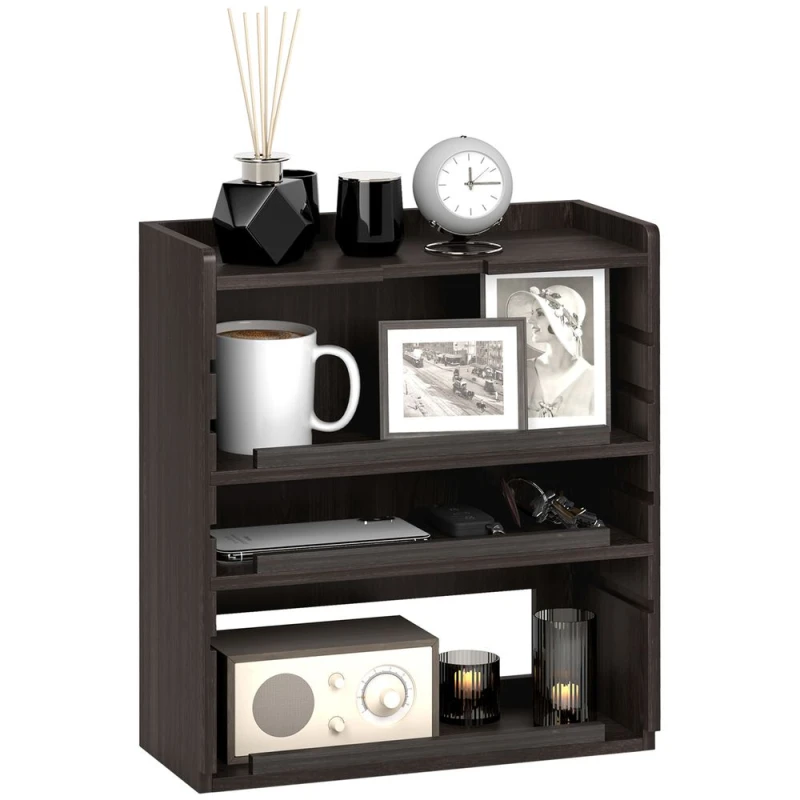 Image of HOMCOM 4-Tier Desktop Organiser with Cable Management for Stationery Dark Brown - Homcom 5056725549398