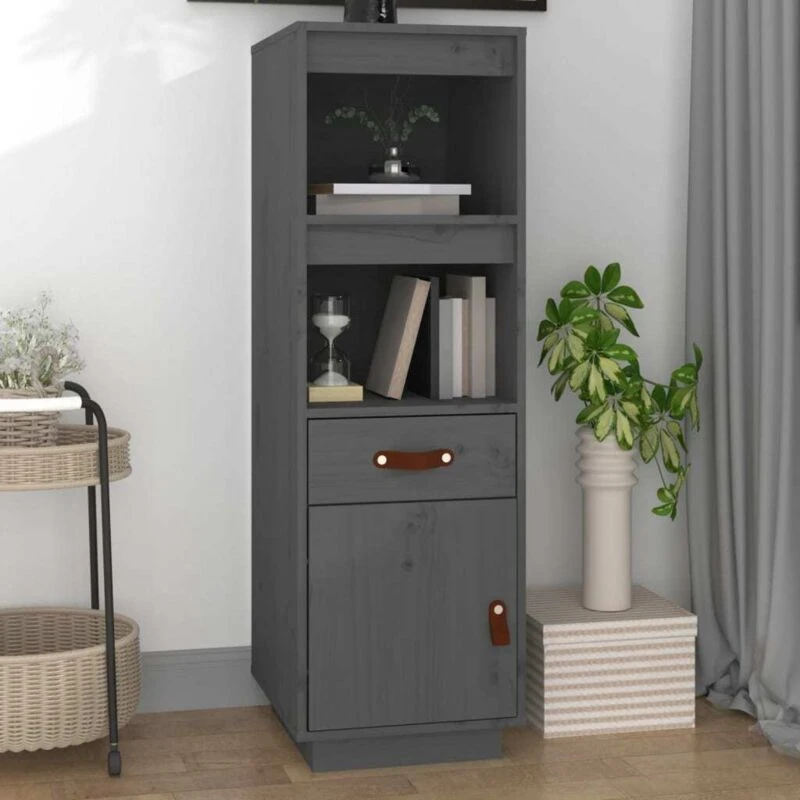 Image of Vidaxl Highboard Grey 34X40X108,5cm Solid Wood Pine, Grey 820154