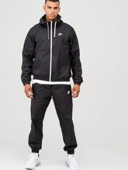 Image of Nike Sportswear Hooded Woven Tracksuit - Black, Size S, Men