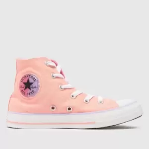 Image of Converse Peach All Star Hi Gel Patch Girls Junior Trainers