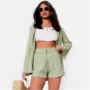 Image of I Saw It First Textured Floaty Shorts Co-Ord - Green