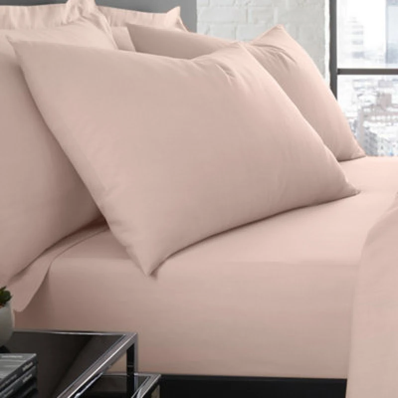 Image of Serene 'Plain Dyed' Soft Touch Pair of Housewife Pillowcases Light Pink