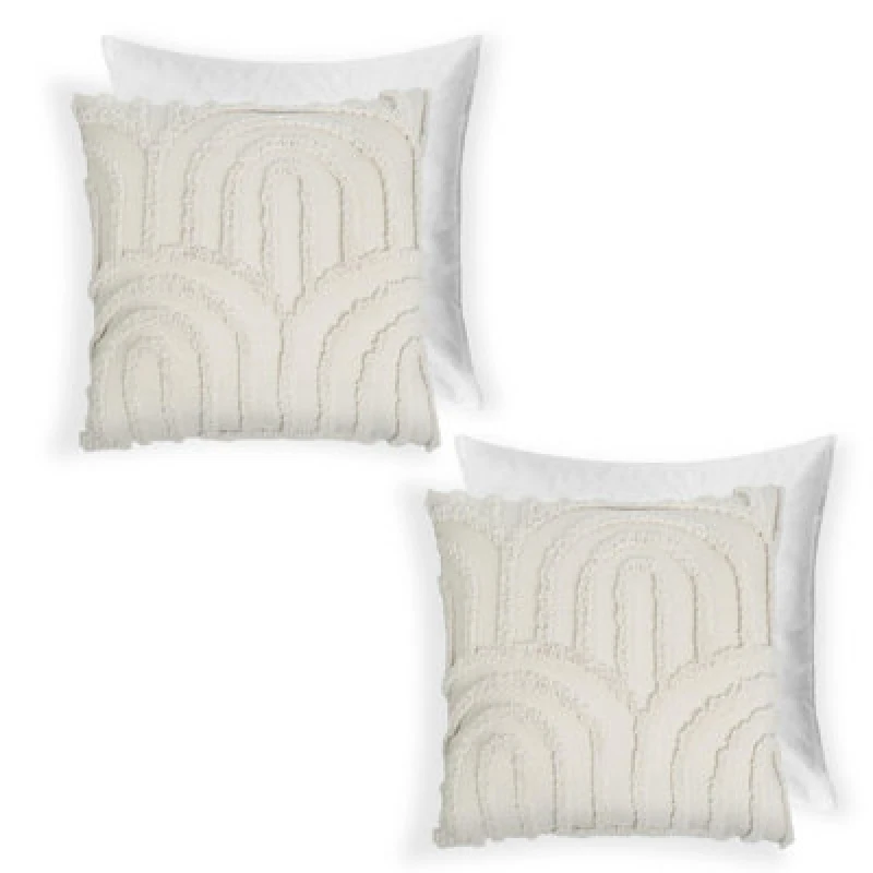 Image of OHS OHS 2 Pack Tufted Arch Filled Cushion Cover in Natural Size: 45cm x 45cm Natural 45cm x 45cm Unisex 5027434233212