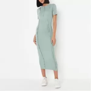Image of Missguided Exposed Seam Midaxi Dress Ss - Green