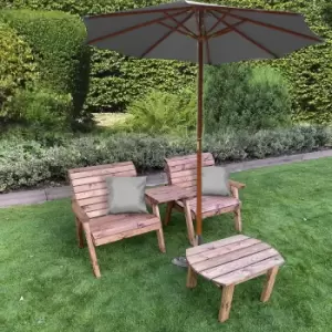 Image of Charles Taylor Grand Twin Straight with Coffee Table and Grey Parasol and Cushions