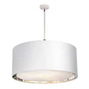 Image of 4 Light Large Round Ceiling Pendant Light White, Polished Nickel, E27