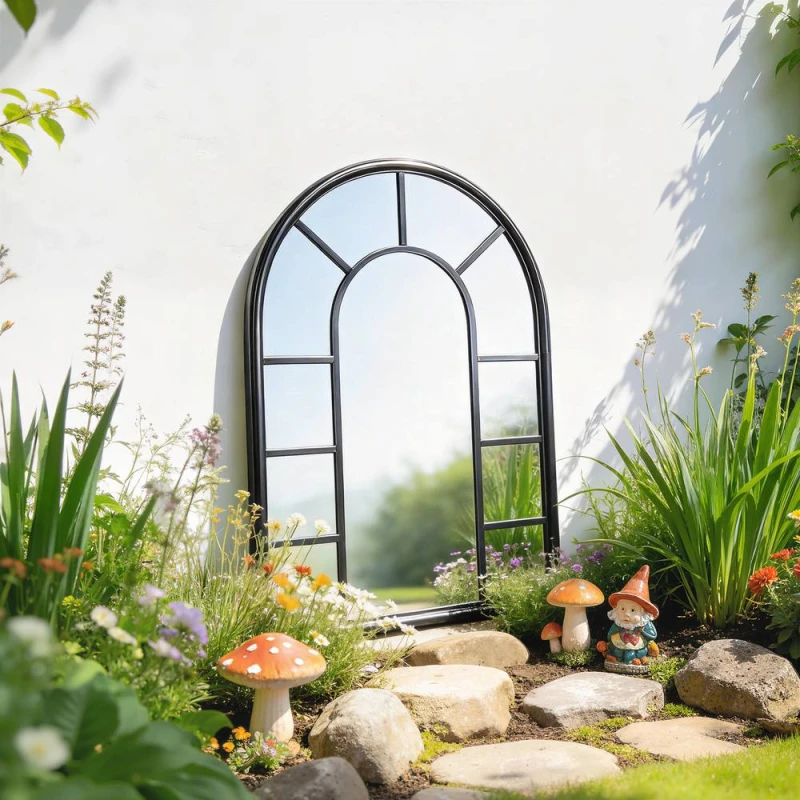 Image of OUTSUNNY Arched Mirror, Decorative Wall Mirrors, Black Unisex