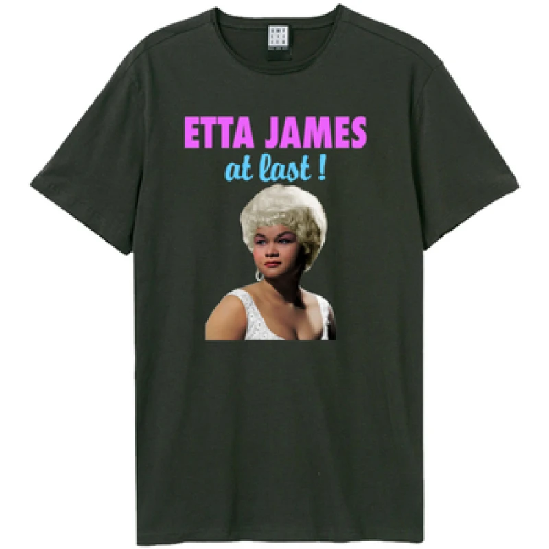 Image of Amplified Amplified Men At Last Etta James T-Shirt in Charcoal Size: X-Small Charcoal XS Male 5063806005179