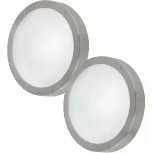 Image of Loops - 2 pack IP44 Outdoor Wall Light Round Stainless Steel 11W LED Porch Lamp
