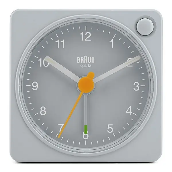 Image of Braun Classic Travel Analogue Alarm Clock with Snooze an - Grey One Size