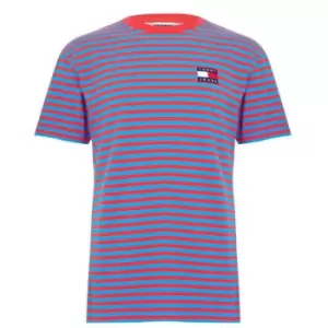 Image of Tommy Jeans Pique Stripe T-Shirt - Blue