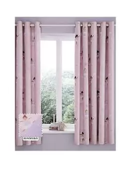 Image of Catherine Lansfield Dancing Fairies 66X72 Inch Reversible Curtains Pink
