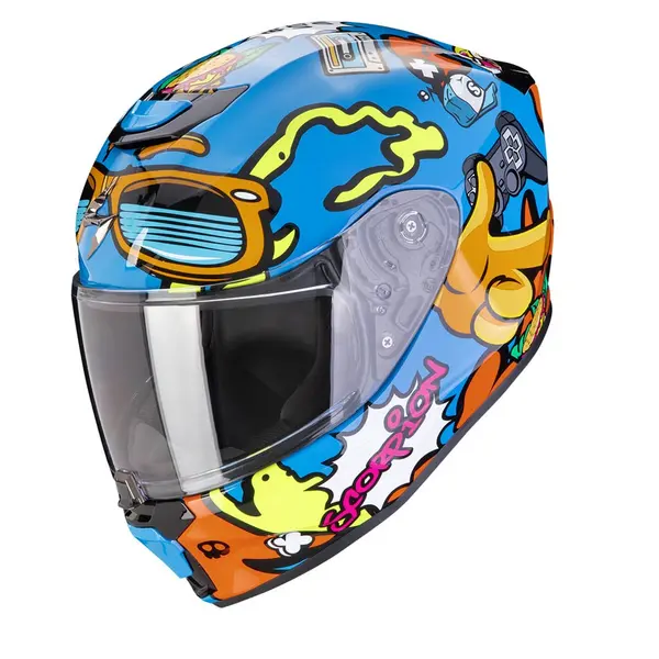 Image of Scorpion EXO-JNR Fun Blue Orange Full Face Helmet Size M
