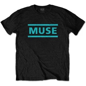 Image of Muse - Light Blue Logo Unisex Medium T-Shirt - Black