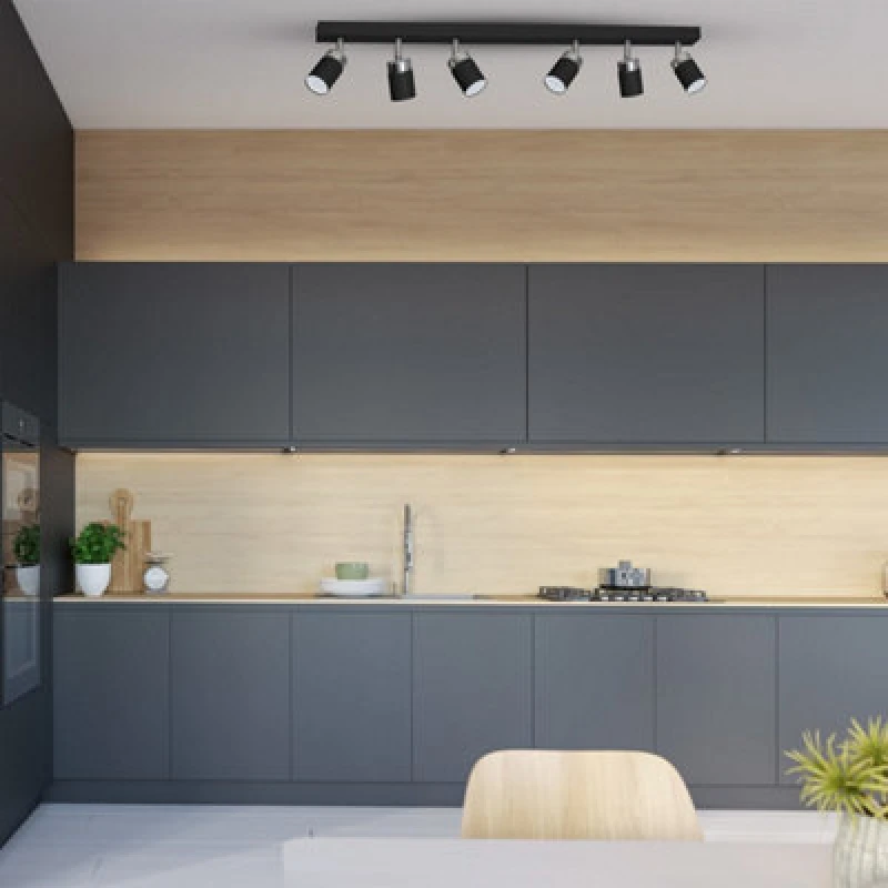 Image of Milagro Joker Hand Made Ceiling Lamp In Matt Black With Striking Chrome Detail Featuring 6 Minmalistic Slender Cylinder Shades