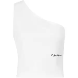 Image of Calvin Klein Jeans Back Asym Cut Out Milano Top - White