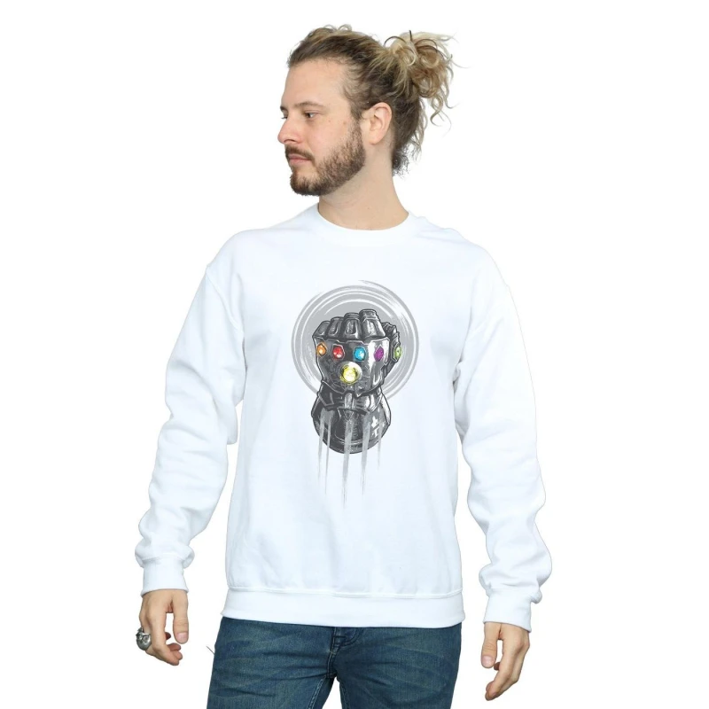 Image of Marvel Marvel Men Avengers Infinity War Power Fist Sweatshirt in White Size: Small White S Male 5057736691557