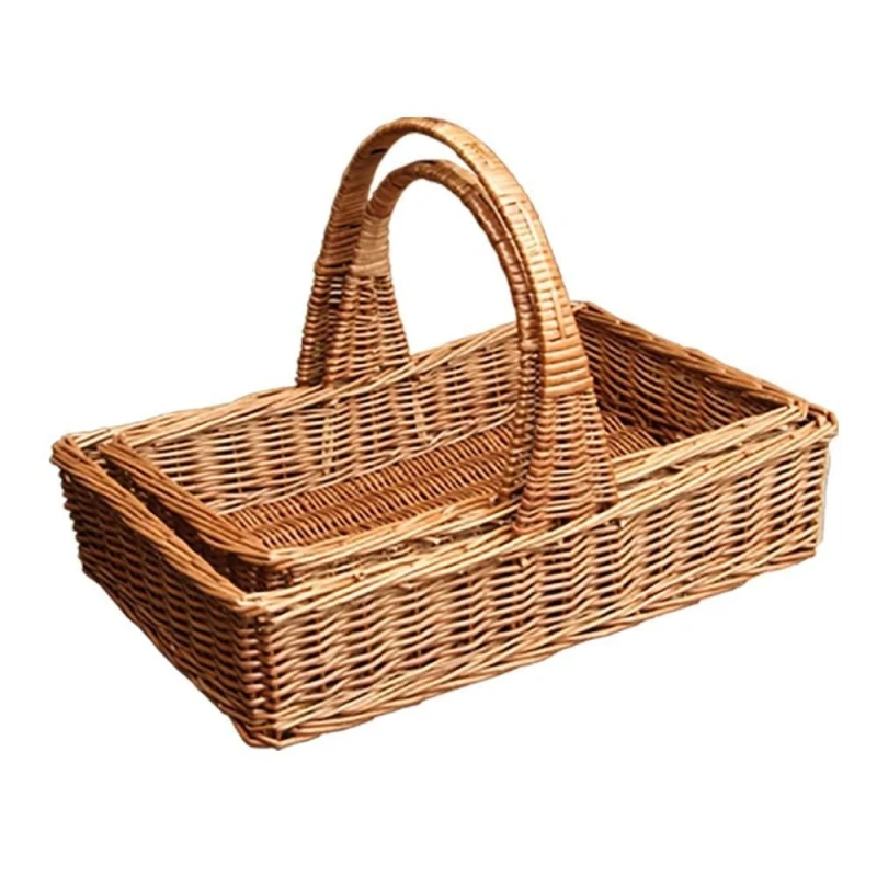 Image of Red Hamper Wicker Set of 2 Cheshire Large Garden Trugs in Brown Brown Unisex