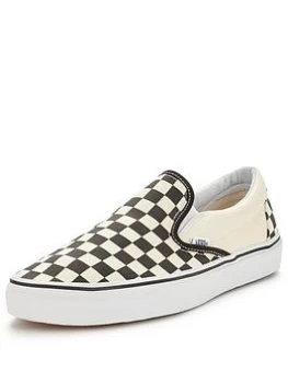 Image of Vans Classic Checkerboard Slip-On Plimsolls - Black/White, Size 6, Men