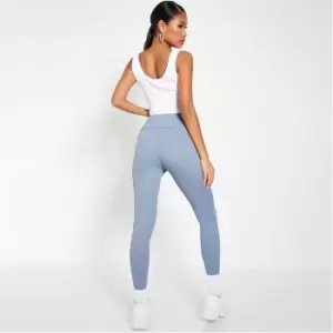 Image of I Saw It First Rib High Waisted Leggings - Blue