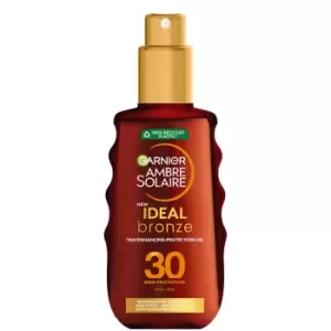 Image of Garnier Ambre Solaire Ideal Bronze Protective Oil SPF30 Sun Cream Spray 150ml