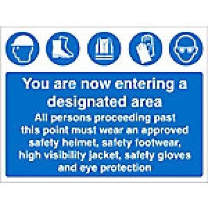 Image of Mandatory Sign PPE Area Fluted Board 45 x 60 cm