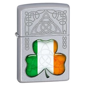 Image of Zippo Irish Flag Shamrock Silver Windproof Lighter