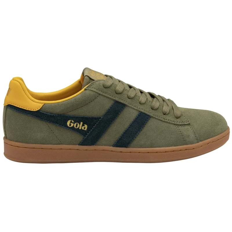 Image of Gola Equipe II Suede Trainers Khaki/Navy Men 40 (6.5);41 (7);42 (8);43 (9);45 (10 to 10.5)