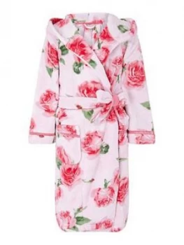 Image of Monsoon Girls Sustainable Rose Print Chunky Robe - Pink
