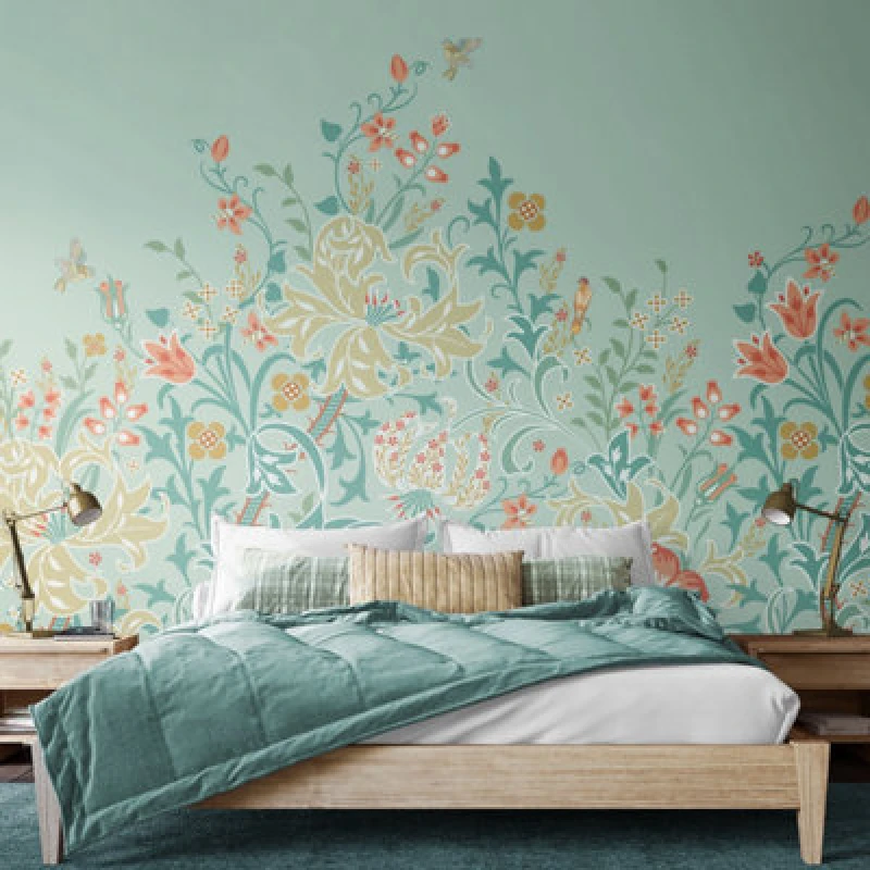 Image of Origin Murals Trailing Lily - Duck Egg Blue Matt Smooth Paste The Wall Mural 350Cm Wide X 280Cm High