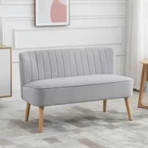 Image of HOMCOM Faux Velvet Upholstered 2-Seater Sofa Small Sofa w/Wood Legs Grey