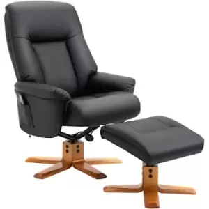 Image of Homcom - 10-Point Massage Sofa Armchair w/Ottoman Heat Recliner PU Leather Black
