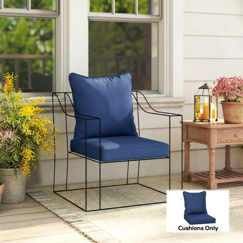 Image of OUTSUNNY Garden Chair Cushion with Seat & Back Pad, CUSHION ONLY in Blue Blue Unisex