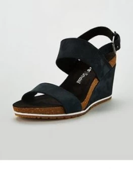 Image of Timberland Capri Sunset Wedge Sandals - Black Nubuck, Size 7, Women