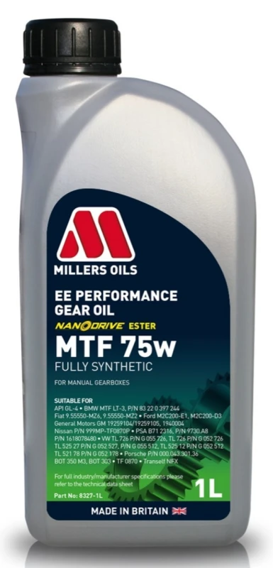Image of MILLERS OILS 8327-1 Transmission Oil 75W, Capacity: 1l, Full Synthetic Oil Transmission Oil (1667)