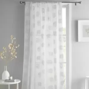 Image of Dotty Sheep Slot Top Voile Curtain Panel, White, 55 x 54" - Fusion