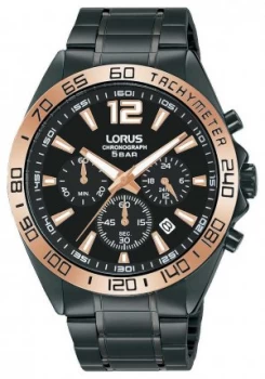 Image of Lorus Mens Chronograph Black Dial Black IP Steel Watch