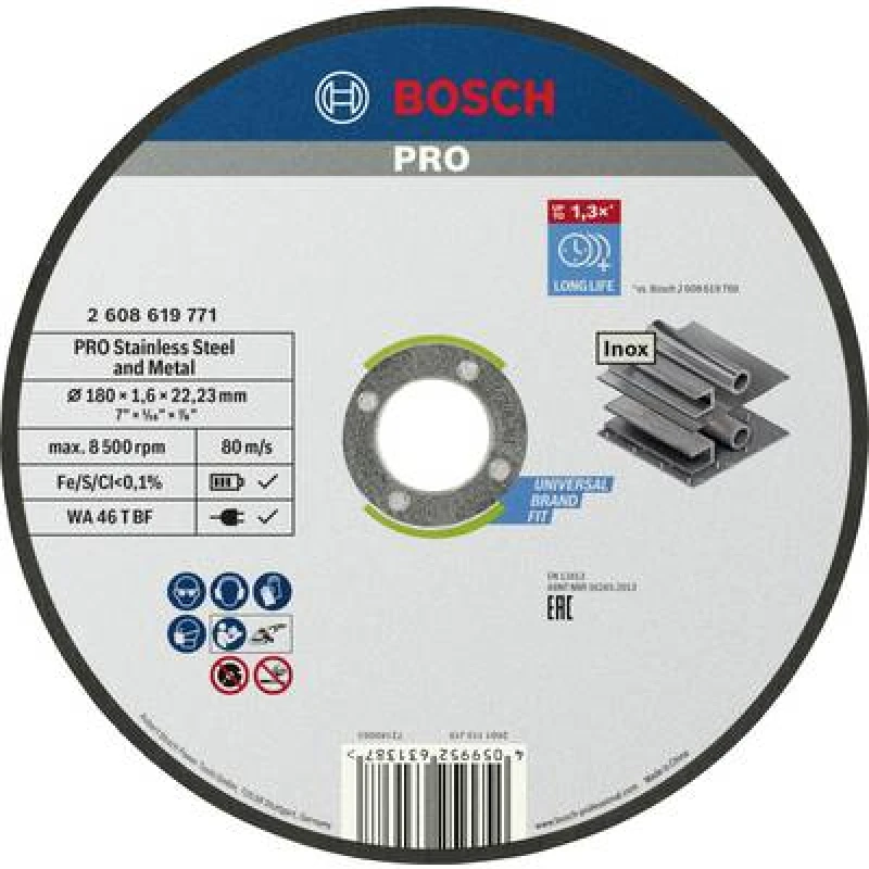 Image of Bosch Accessories Bosch Accessories Standard for Inox 2608619771 Cutting disc (straight) 180 mm Stainless steel 2608619771