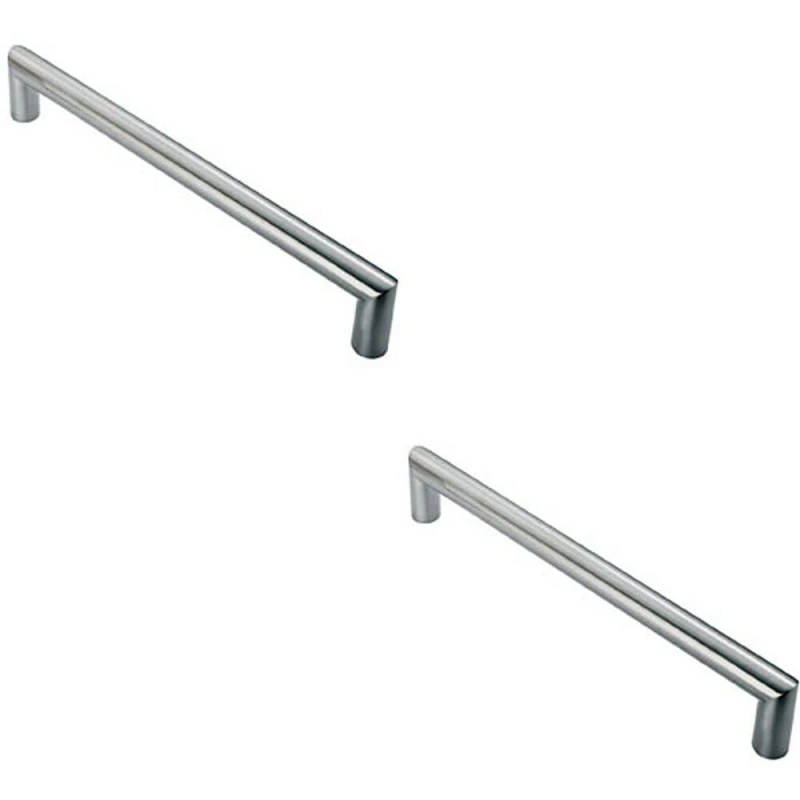 Image of Loops 2x 30mm Mitred Pull Door Handle 450mm Fixing Centres Satin Stainless Steel Metallics