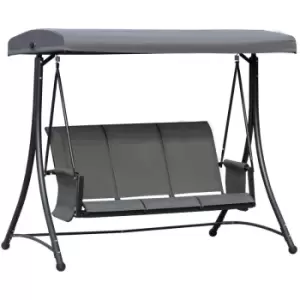 Image of Outsunny - 3 Seat Metal Fabric Backyard Balcony Patio Swing Chair w/ Canopy Grey - Charcoal grey