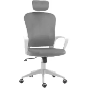 Image of Vinsetto High-Back Office Chair Home Rocking w/ Wheel, Up-Down Headrest, Grey - Grey