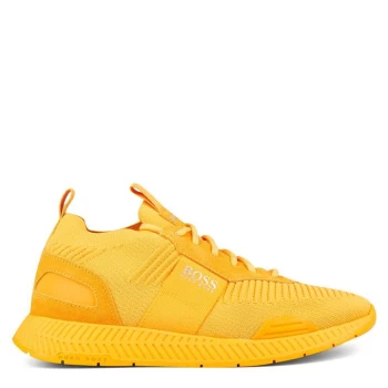 Image of Hugo Boss Titanium Knit Runner Trainers Yellow Men