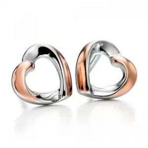 Image of Fiorelli Silver Rose Gold Heart Studs