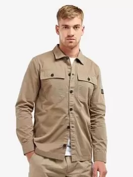Image of Barbour International Adey Twill Overshirt - Beige, Beige, Size 2XL, Men