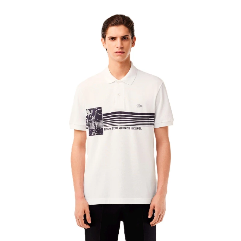 Image of Lacoste Mens Breathable Short Sleeve Polo Shirt White male L