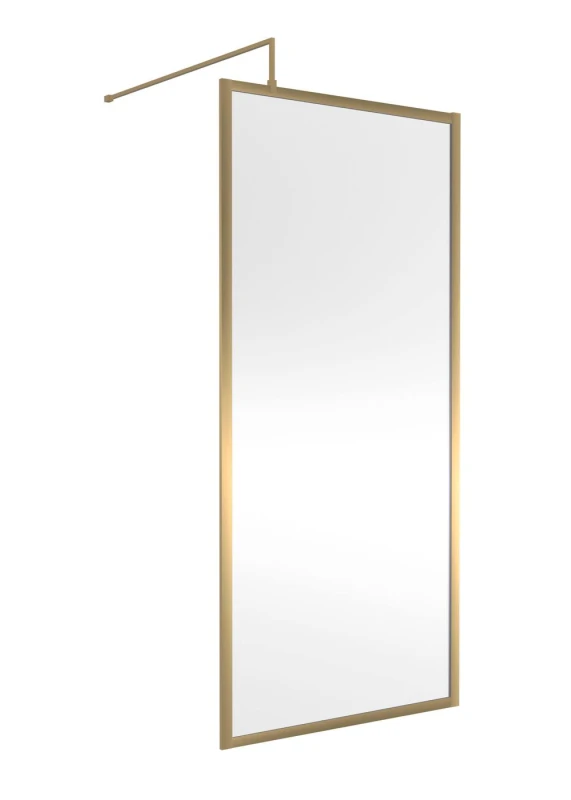 Image of Balterley 8mm Wetroom Screen & Support Bar: 900mm, Brushed Brass in Metallics Metallics Unisex
