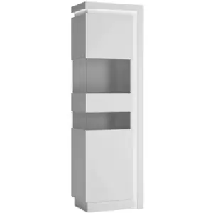 Image of Lyon Tall Narrow display cabinet (LHD) (including LED lighting) in White and High Gloss - White and High Gloss